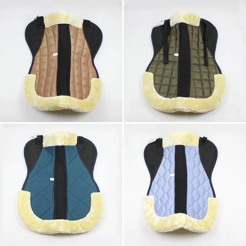 Luxury smart horse saddle pad genuine sheepskin saddle mat custom-made anti-slip horse riding saddle pads