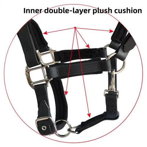 2025 Horse Halter Bridle PVC Soft Padded Headstall Head Collar Horse Riding Accessories Ergonomic Comfortable Halters