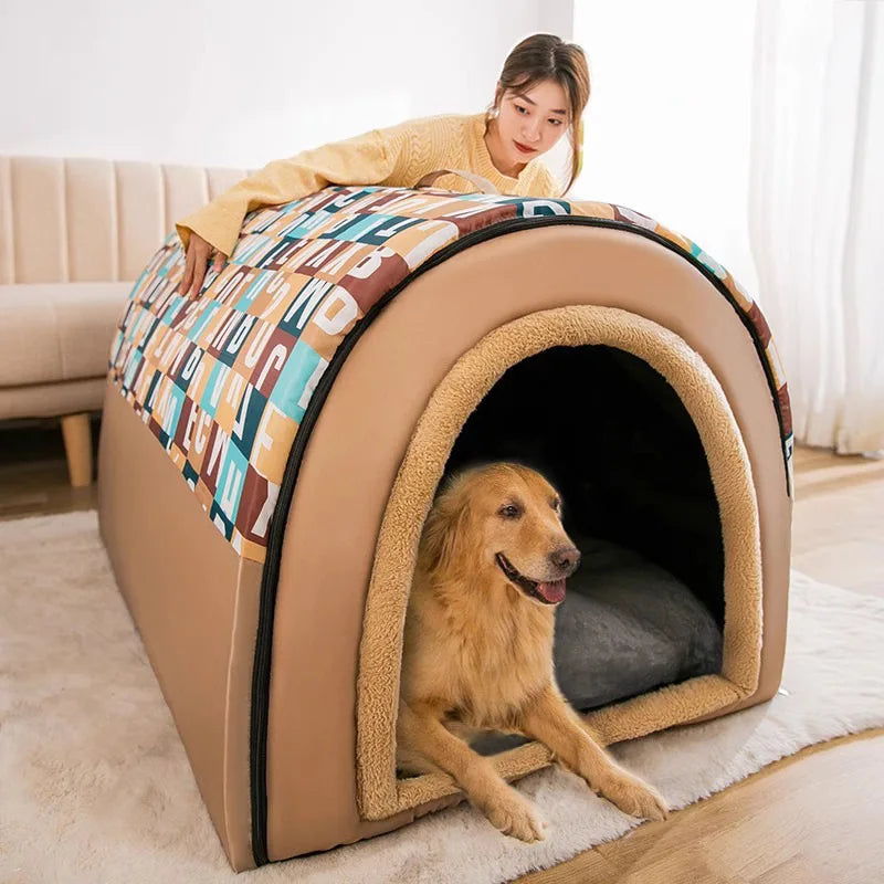 2025 New Dog Kennel Winter Warm Large Dog Oversized Dog House House Closed Winter Removable Golden Pet Four Seasons Use