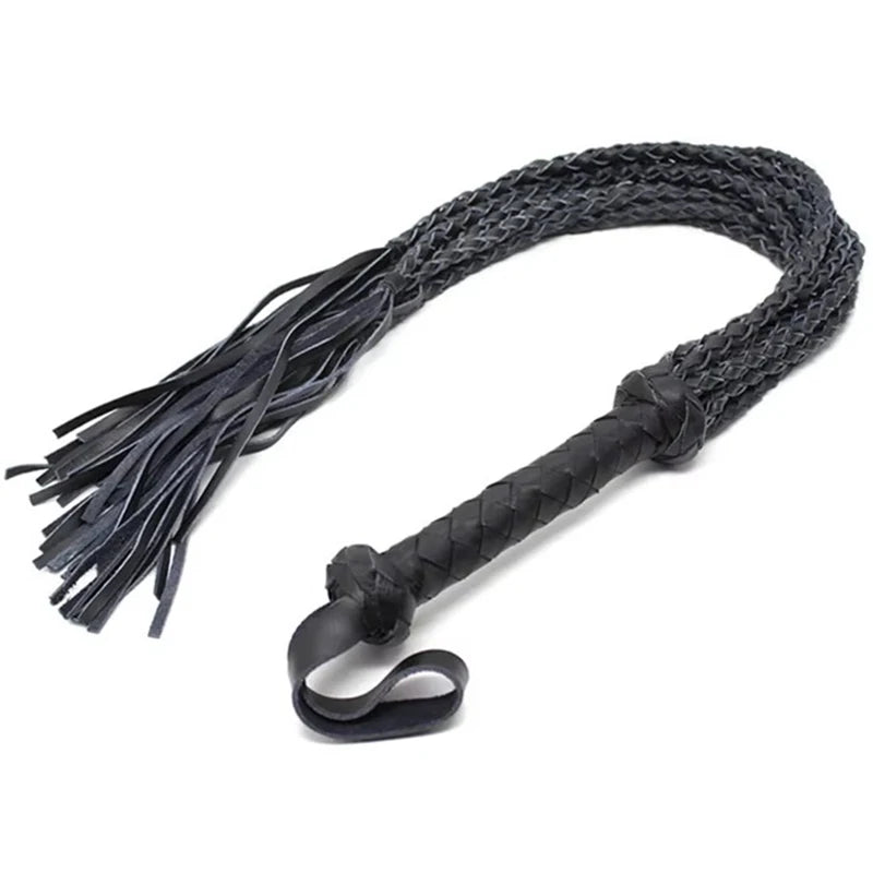 73CM Genuine Bull Leather Horse Whip, Horse Training Real Leather Whips, Leather Covered Handle