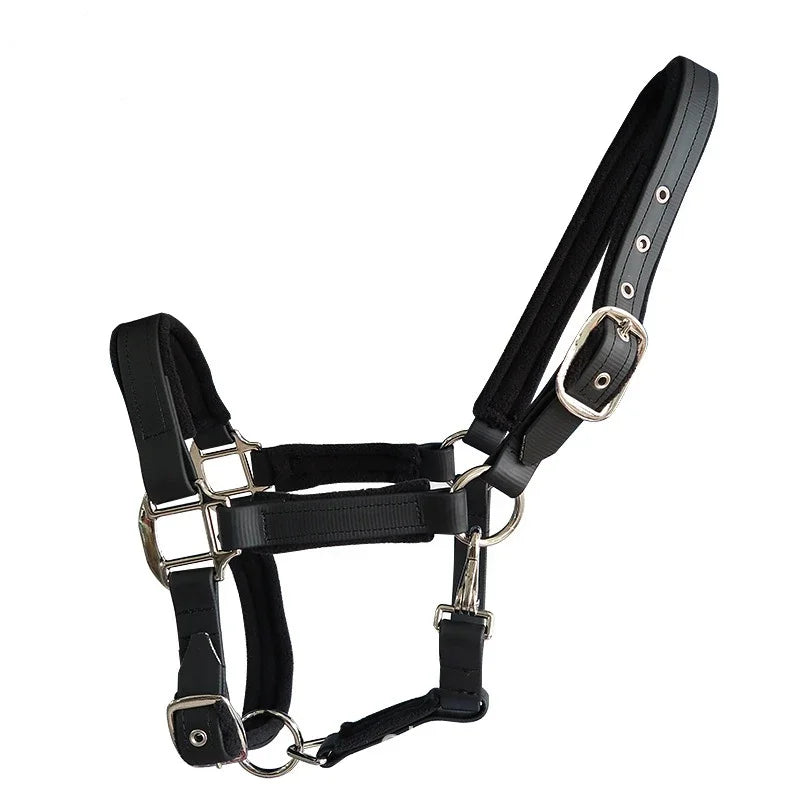 2025 Horse Halter Bridle PVC Soft Padded Headstall Head Collar Horse Riding Accessories Ergonomic Comfortable Halters