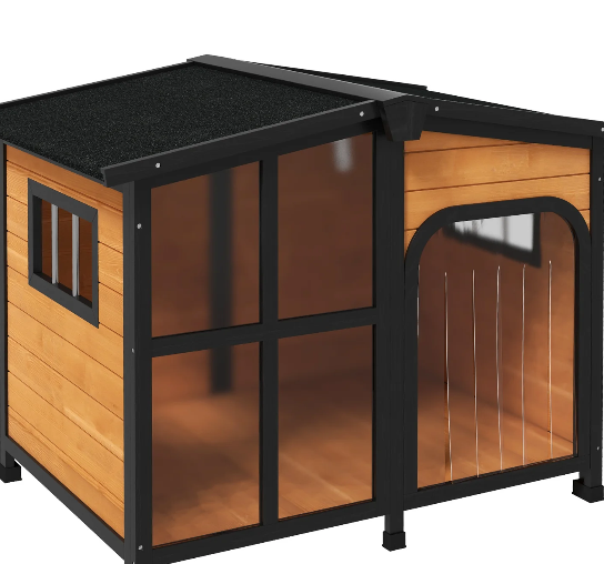 Petcomfortworld ltd Wooden Dog Kennel, Dog House With Removable Floor, Asphalt And Openable Roof